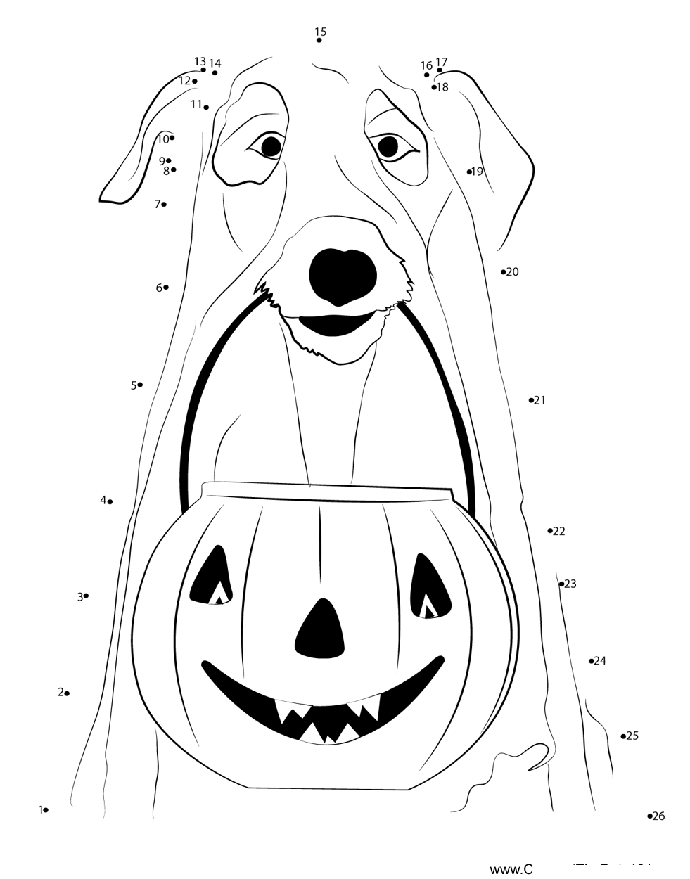 Dogs-Jack-Lantern-Pumpkins-Ghost printable dot to dot worksheet