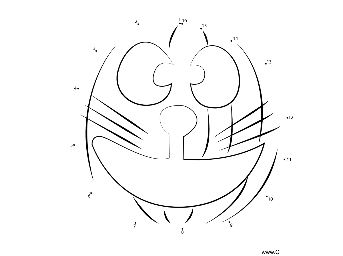 Doraemon-Pumpkin printable dot to dot worksheet