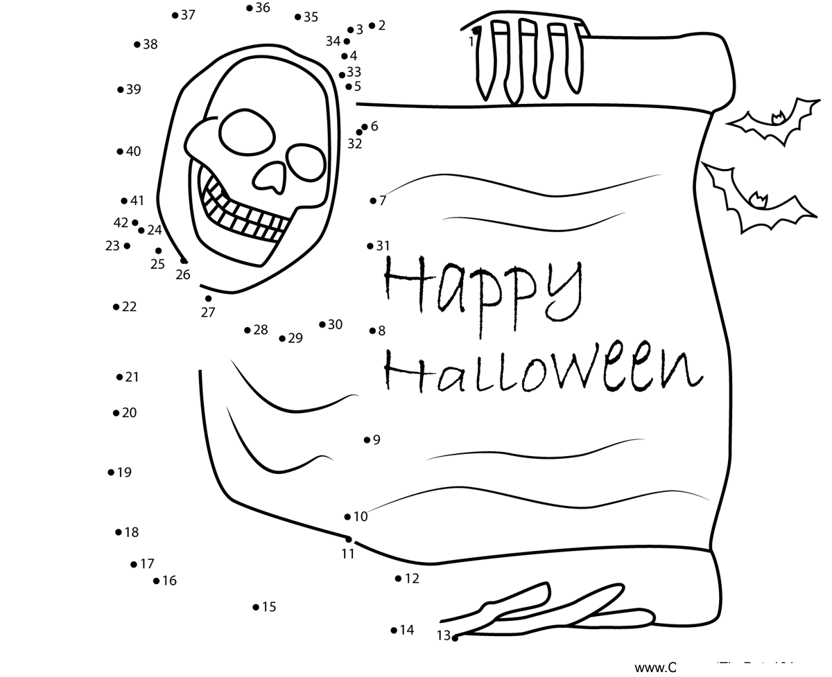 Ghost-Happy-Halloween dot to dot worksheets