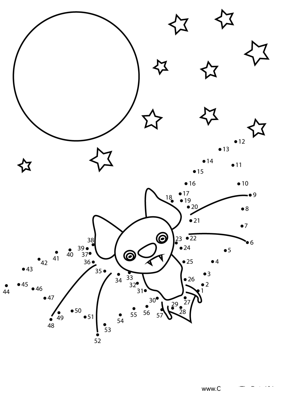 Halloween-Bat dot to dot worksheets