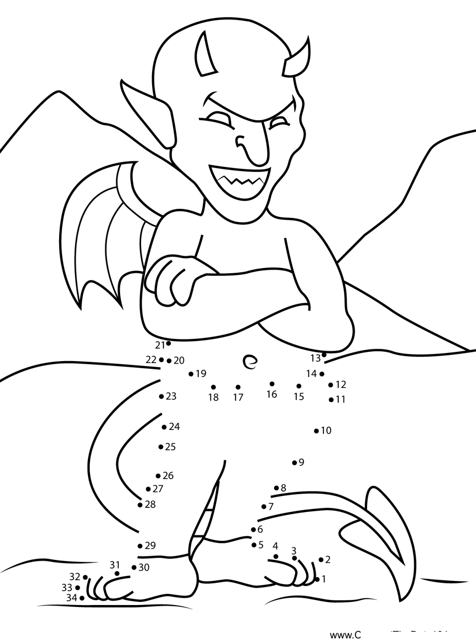 Halloween-Devil dot to dot worksheets