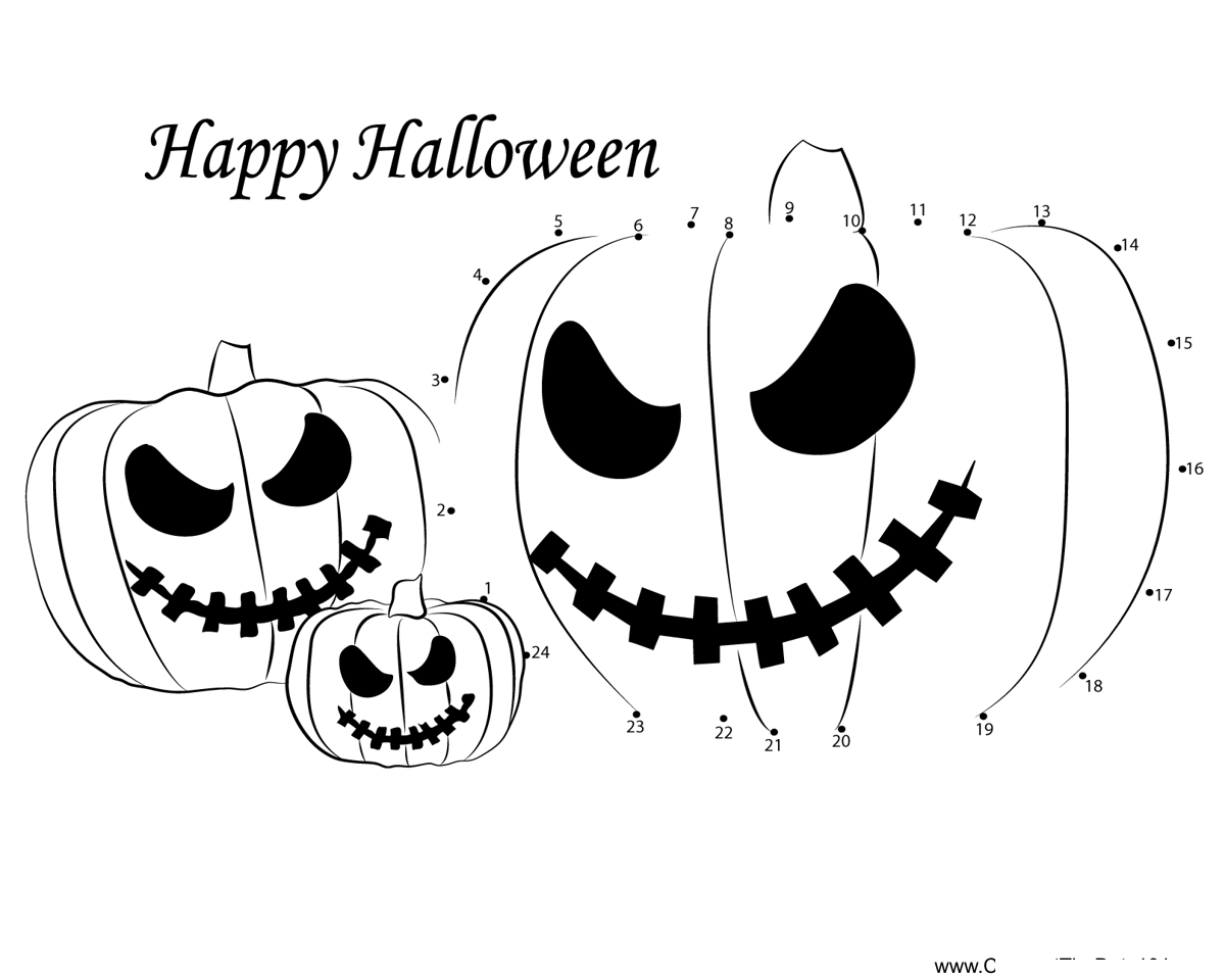 Halloween-Ghost-Pumpkins dot to dot worksheets