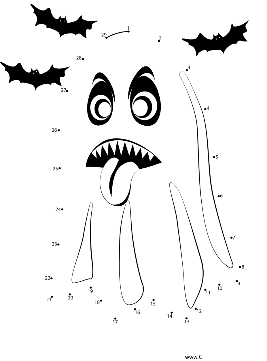 Halloween-Ghost printable dot to dot worksheet