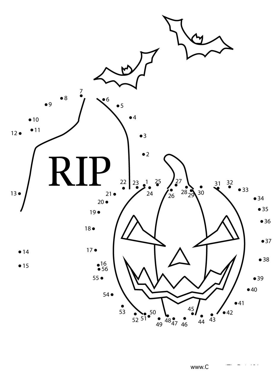 Halloween-Graveyard dot to dot worksheets