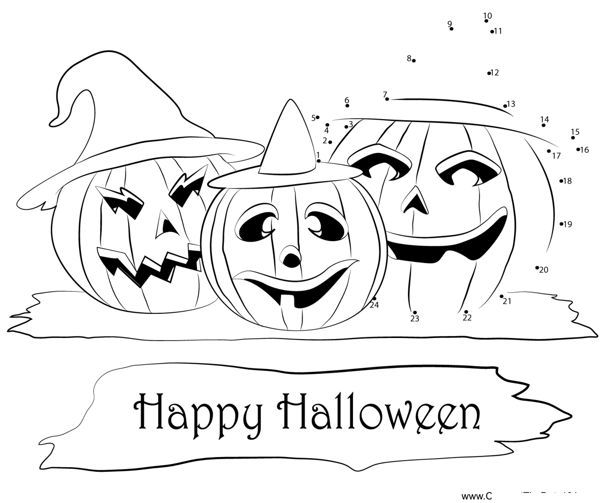 Halloween-Happy-Pumpkins printable dot to dot worksheet