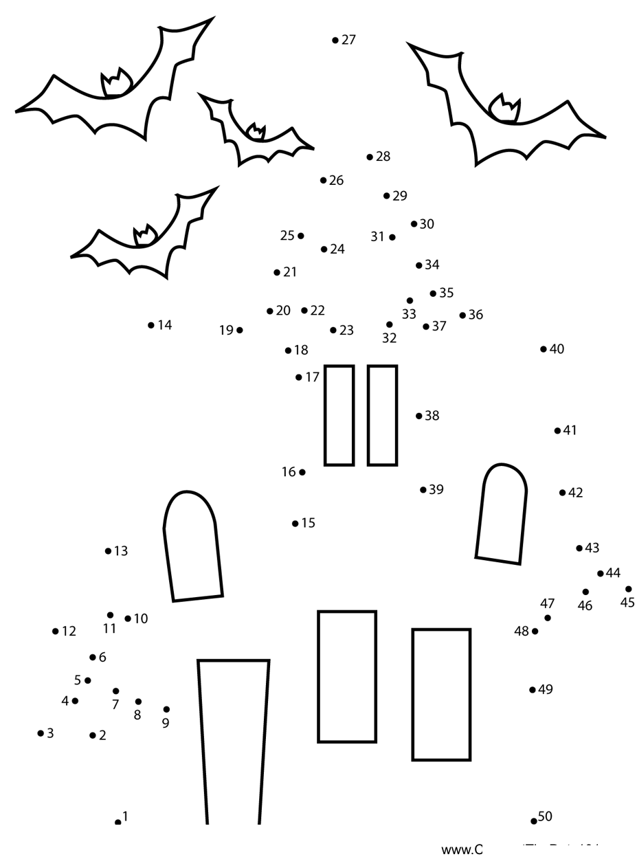 Halloween-House printable dot to dot worksheet