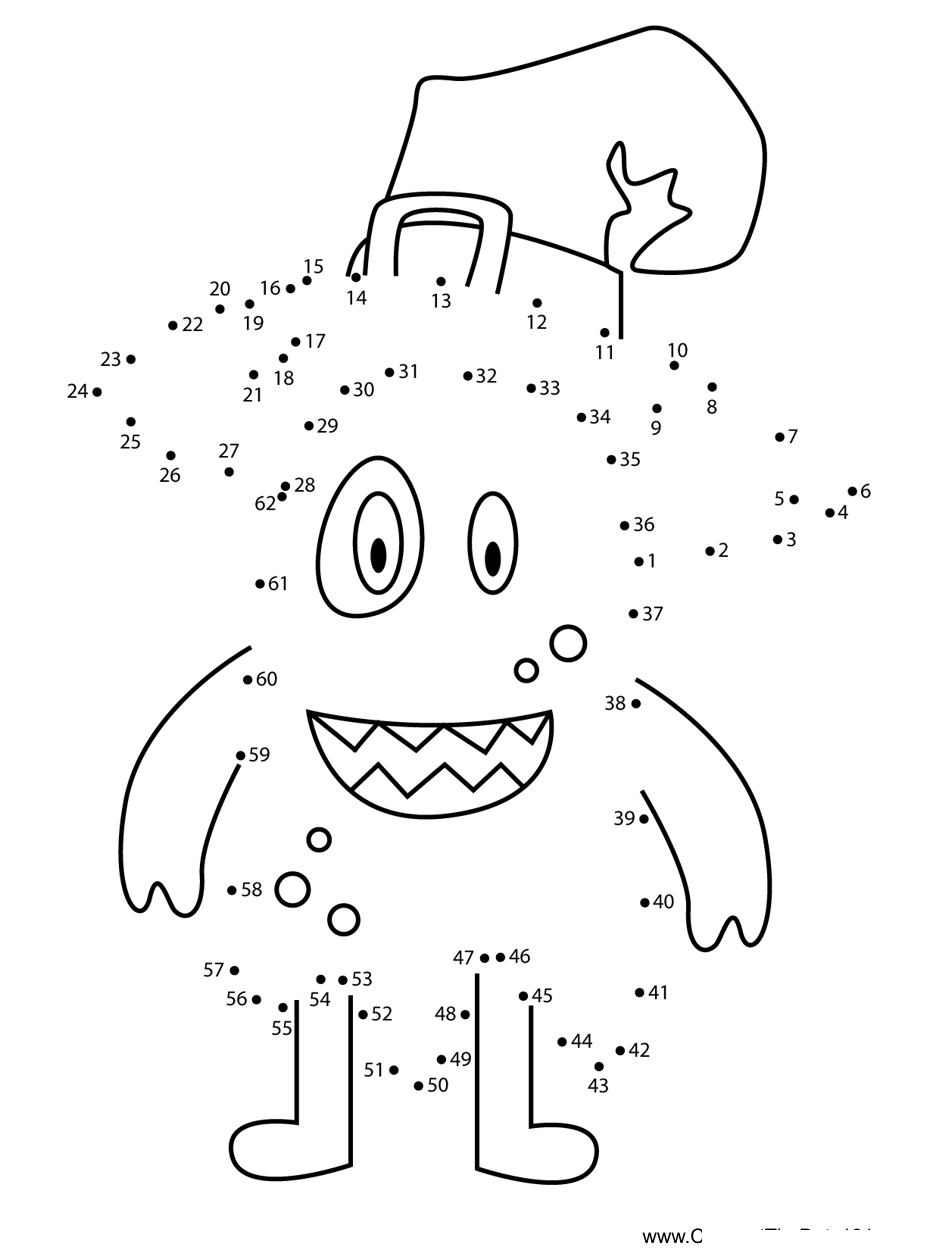 Halloween-Littile-Monster printable dot to dot worksheet