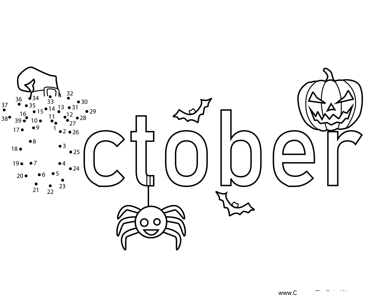 Halloween-October dot to dot worksheets