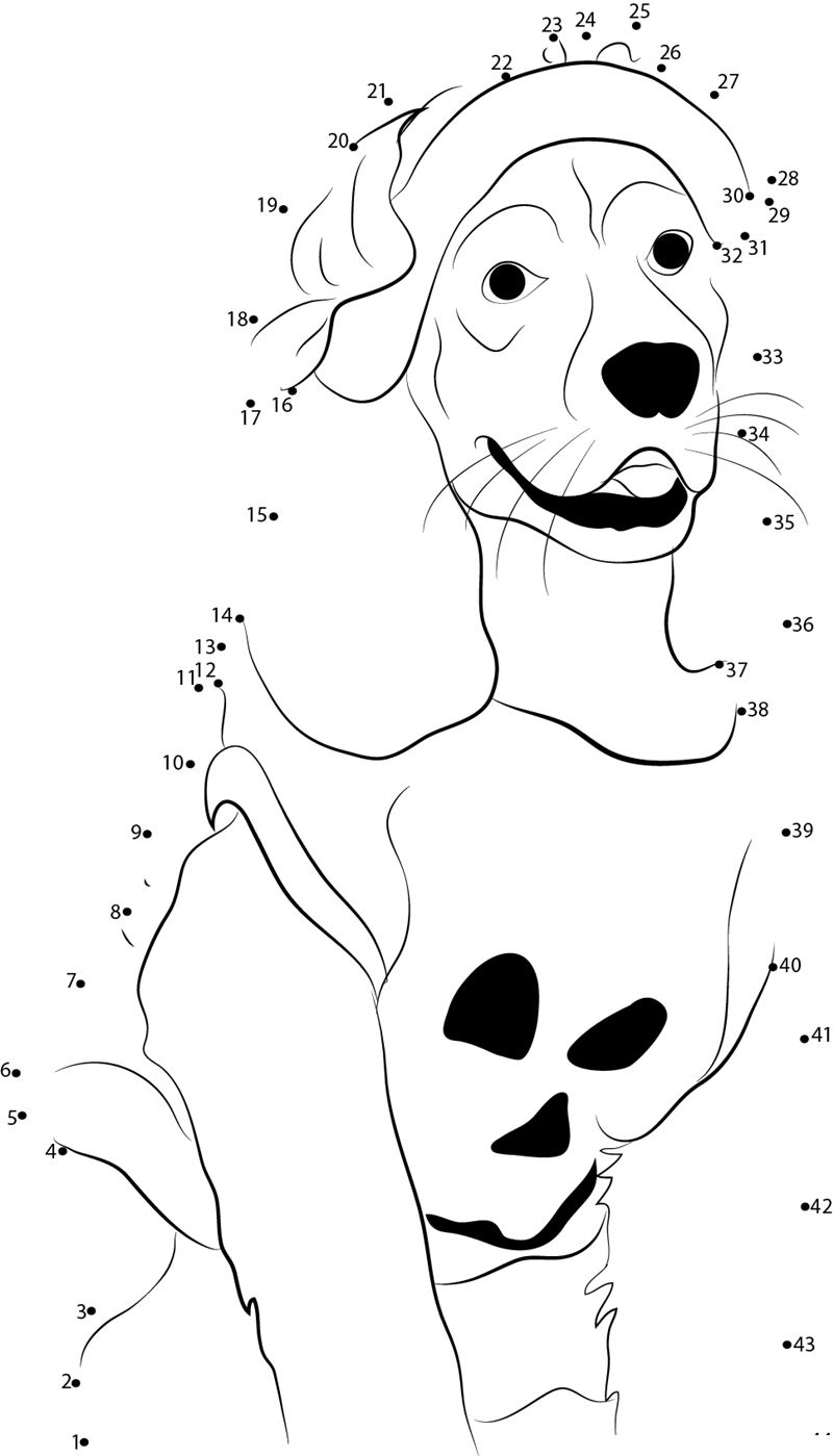 Halloween Dog Costumes Pumpkin printable dot to dot worksheet