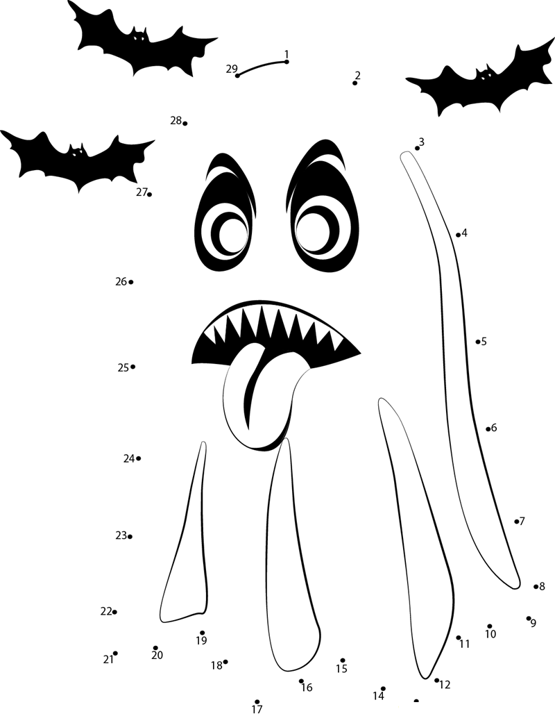 Halloween Ghost dot to dot worksheets