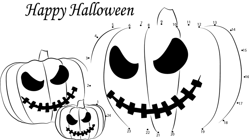 Halloween Ghost Pumpkins dot to dot worksheets