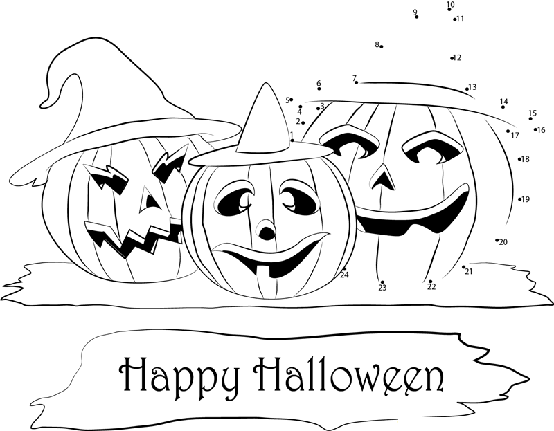 Halloween Happy Pumpkins printable dot to dot worksheet