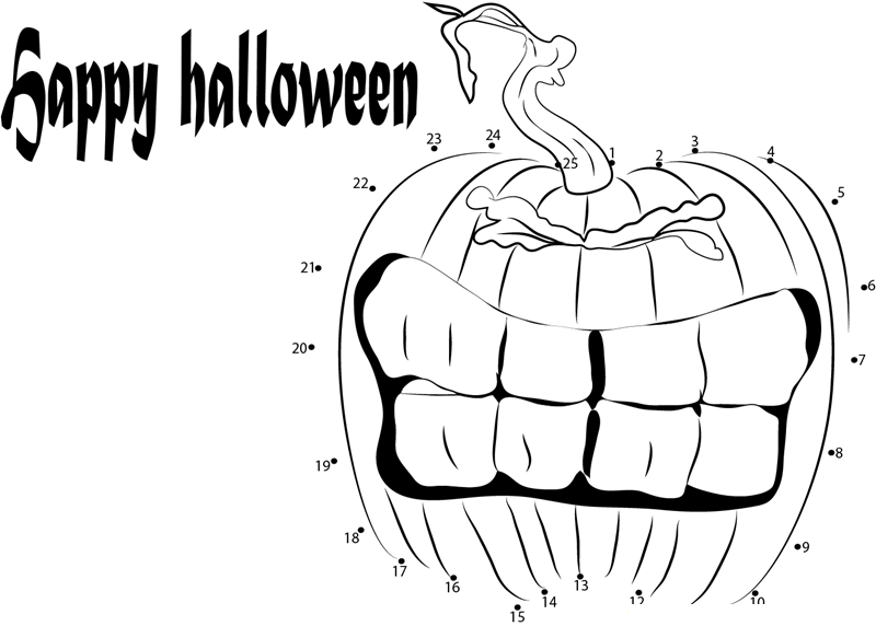 Halloween Pumpkin printable dot to dot worksheet