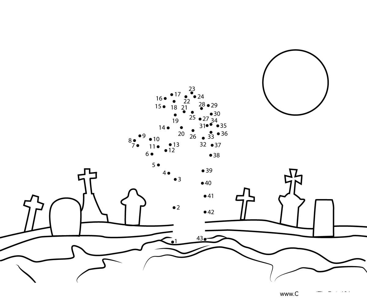 Hand-Rising-Graveyard dot to dot worksheets