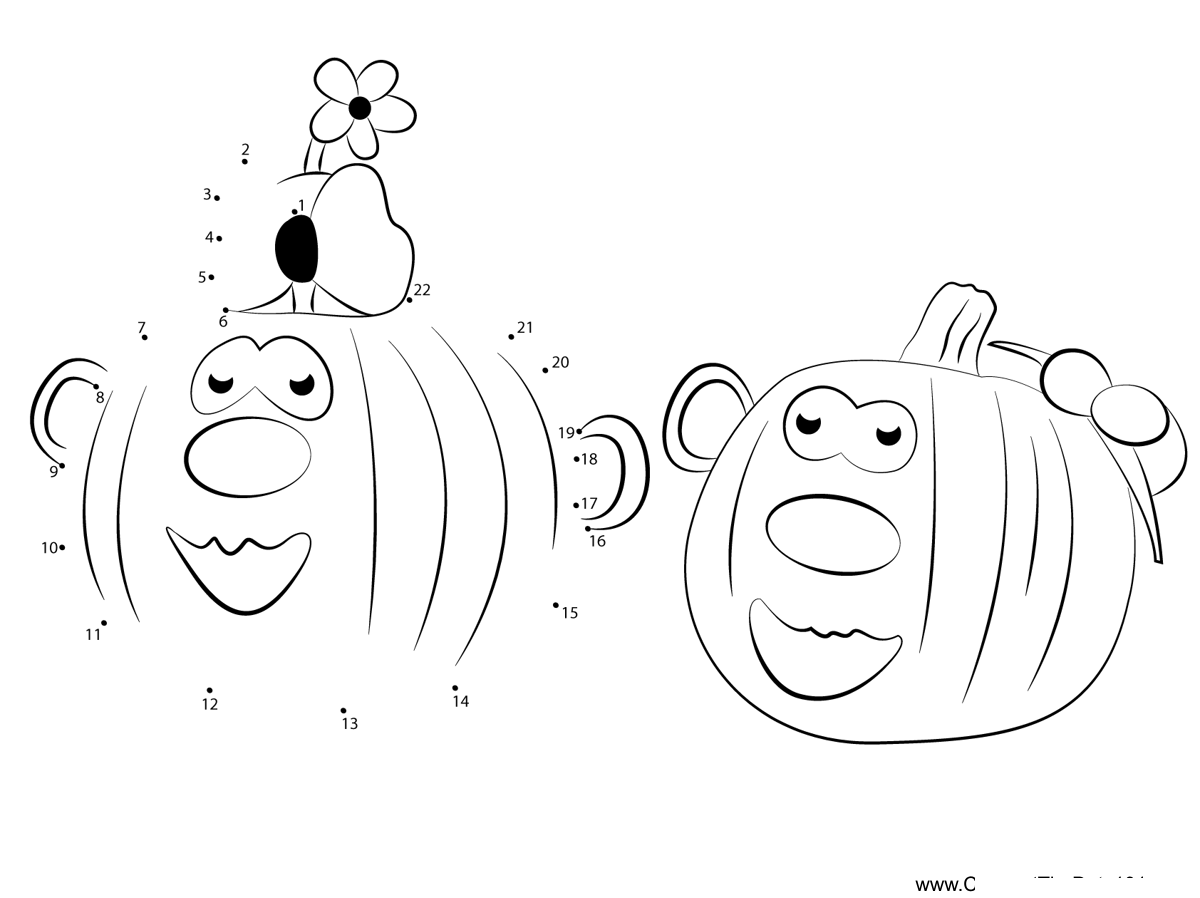 Potato-Head-Pumpkins printable dot to dot worksheet