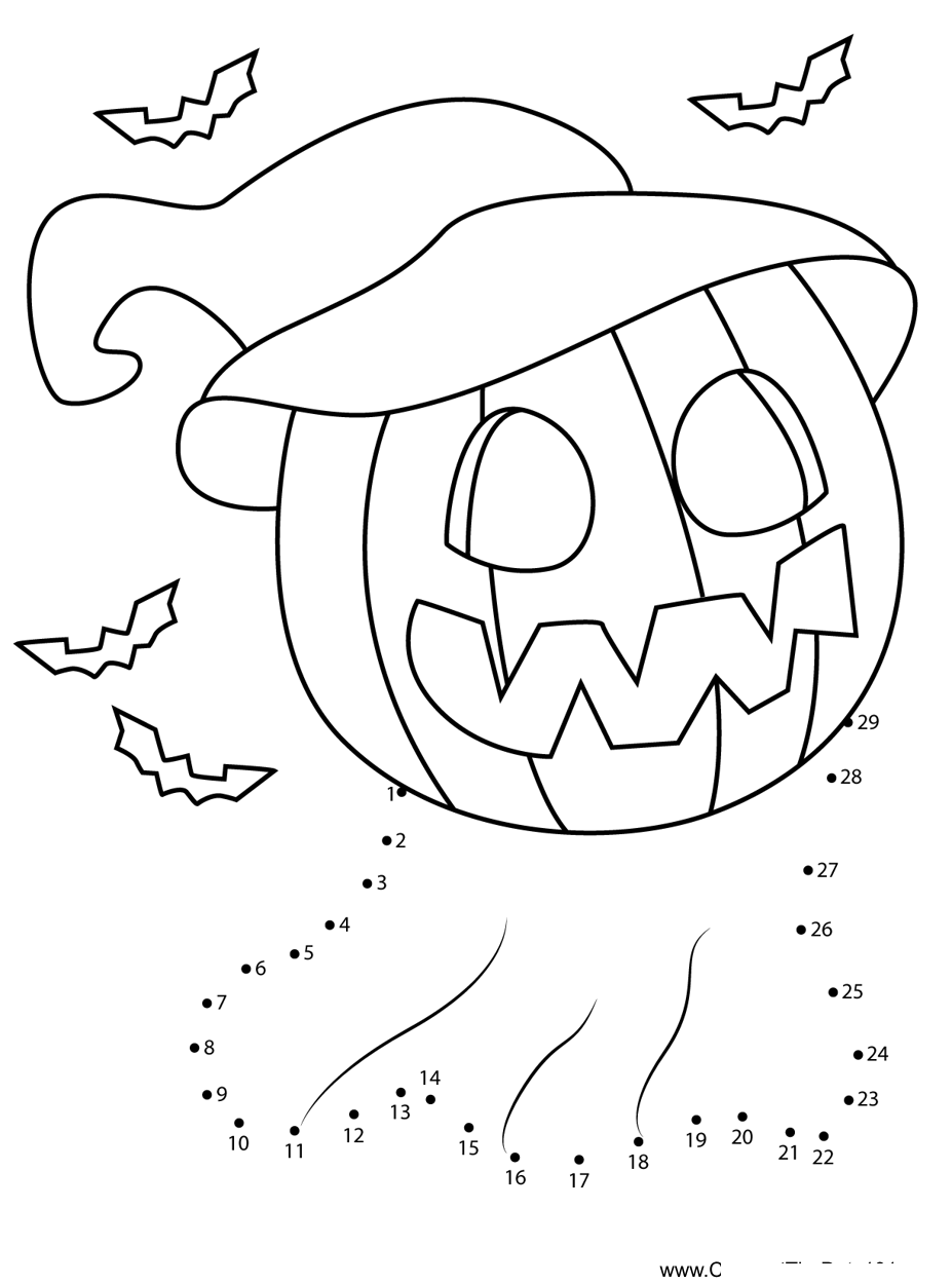 Pumpkin-Ghost printable dot to dot worksheet