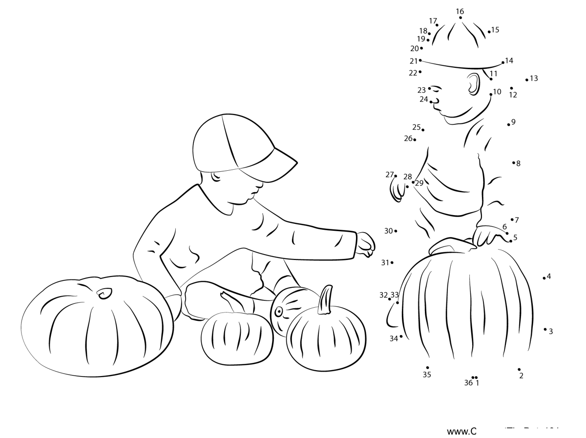 Pumpkin-Seller printable dot to dot worksheet