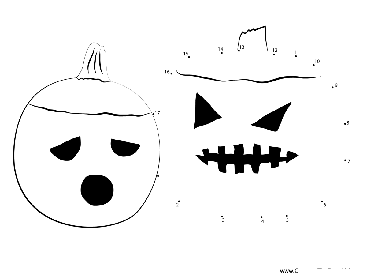 Pumpkin-With-Hat printable dot to dot worksheet