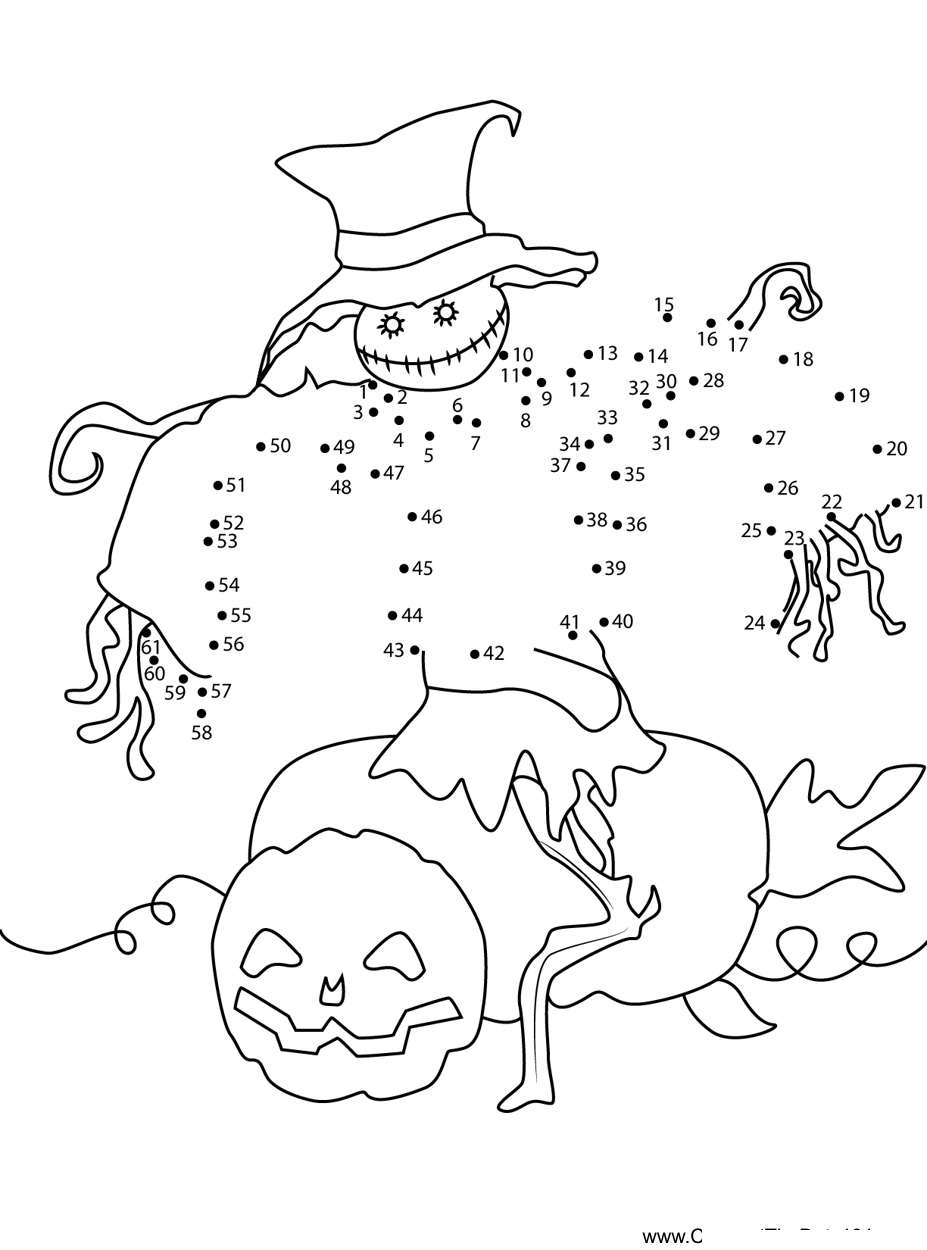 Scarecrow printable dot to dot worksheet