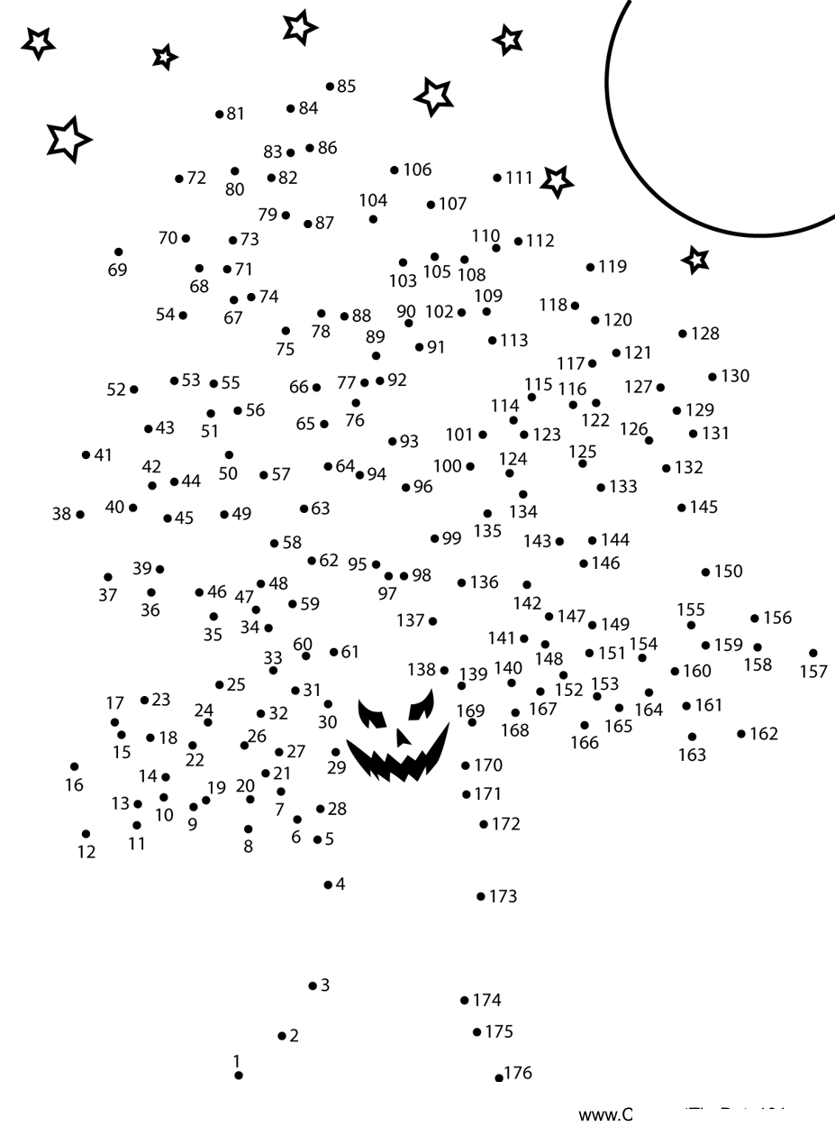 Scary-Tree printable dot to dot worksheet