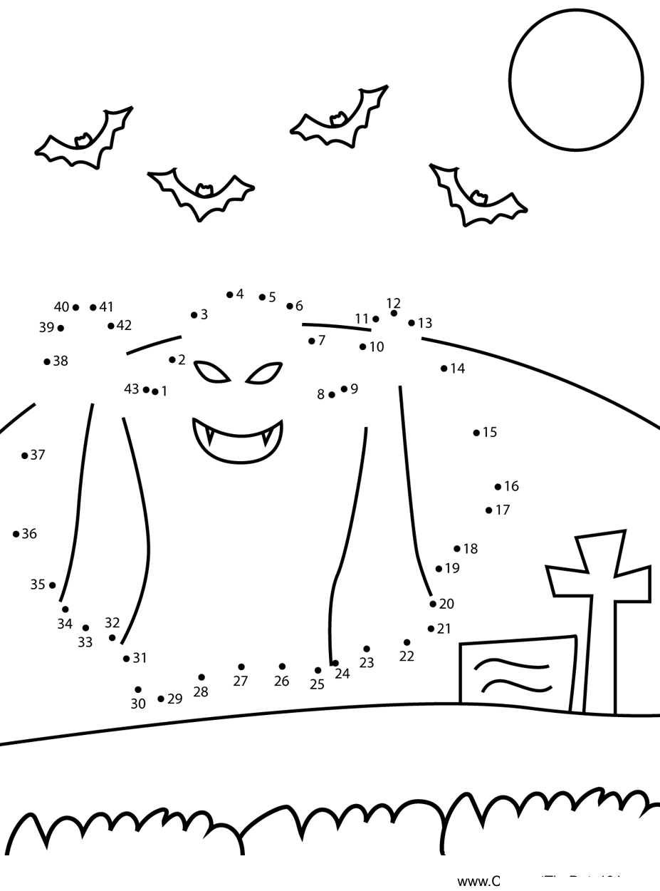 Smiling-Ghost dot to dot worksheets