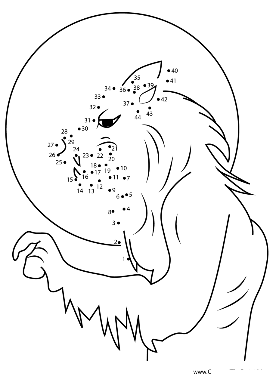 Warewolf printable dot to dot worksheet