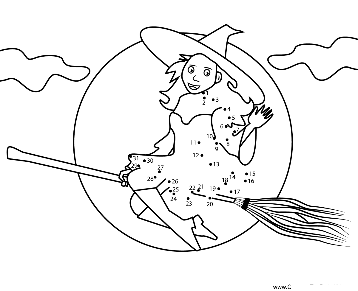 Witch printable dot to dot worksheet