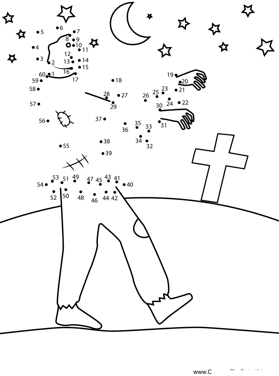 Zombie dot to dot worksheets