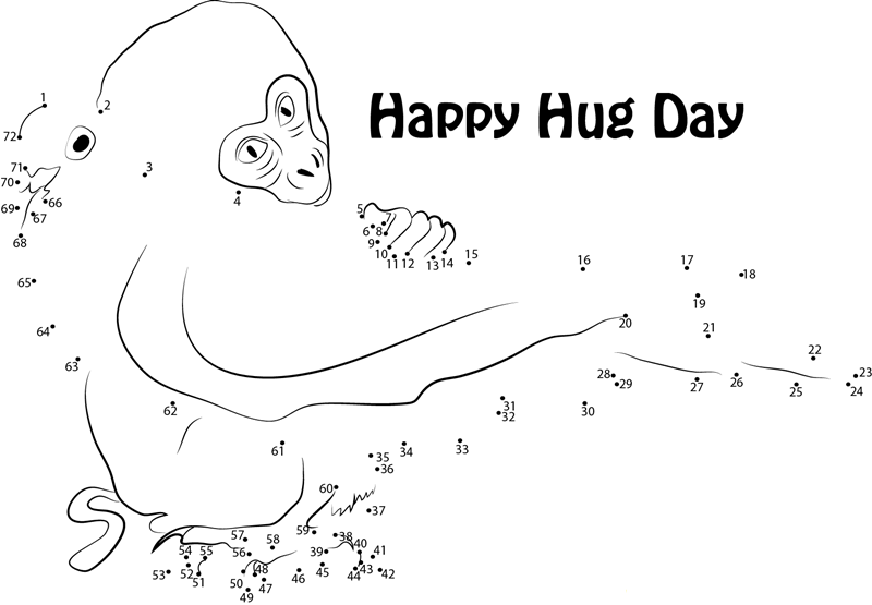 Beautiful Cute Hug Day dot to dot worksheets