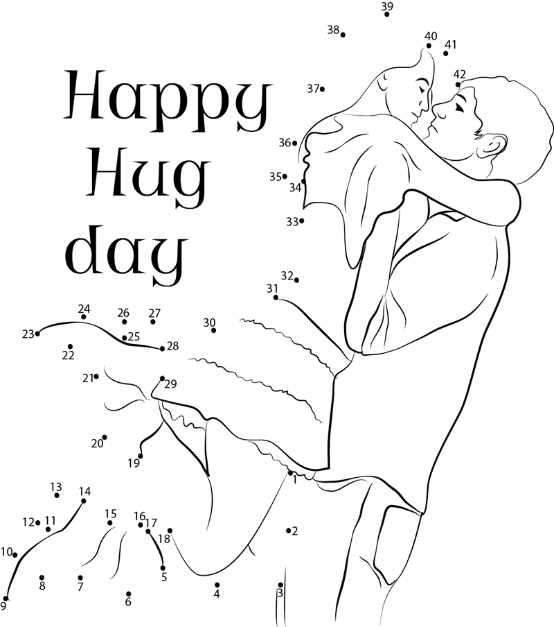 Dreamy Hug printable dot to dot worksheet