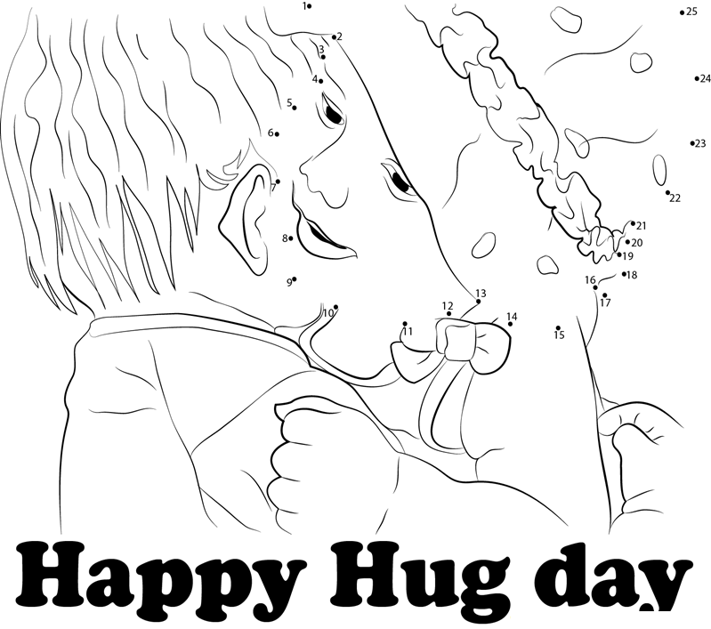 Enjoyable Hug Day printable dot to dot worksheet