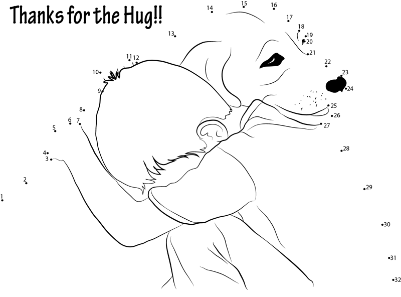 Great Hugging Moment printable dot to dot worksheet