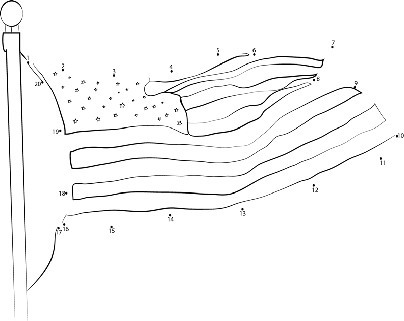 Usa Flag dot to dot worksheets