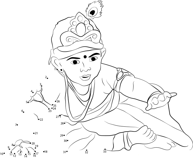 Bal Gopal printable dot to dot worksheet