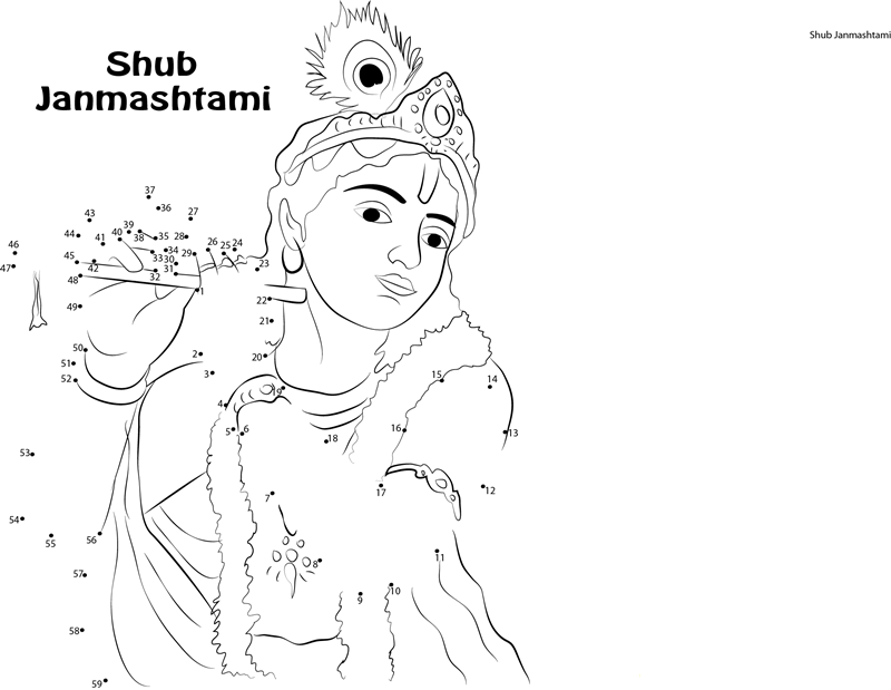 Happy Janmashtami dot to dot worksheets