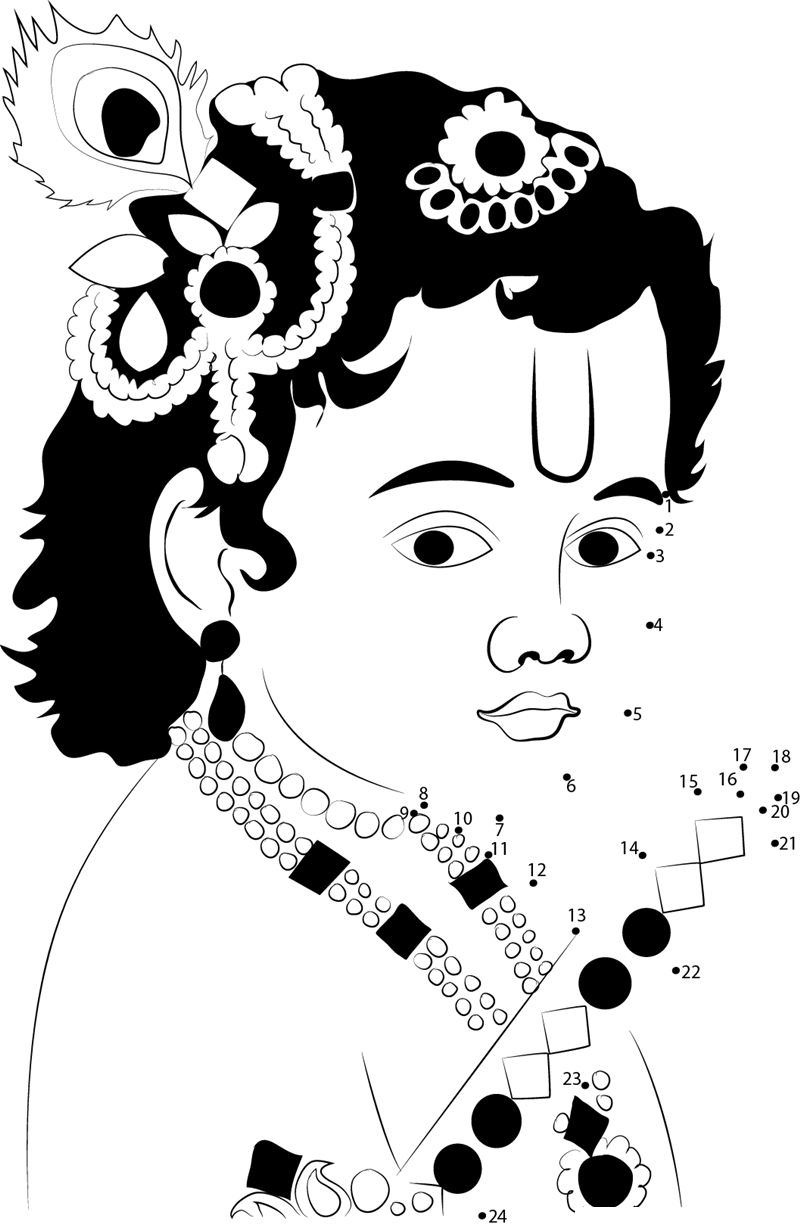 Laddu Gopal printable dot to dot worksheet