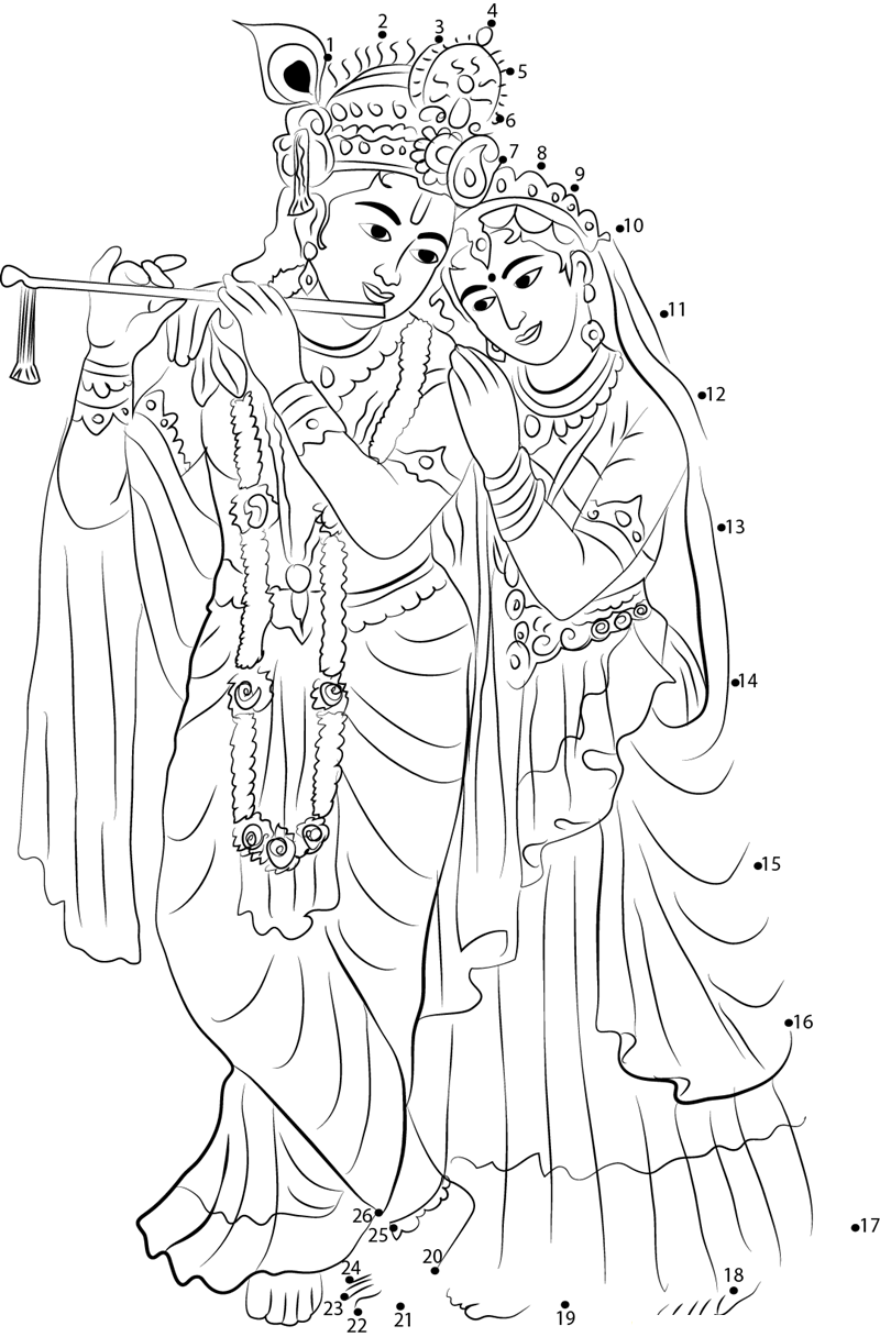 Radha Krishna dot to dot worksheets