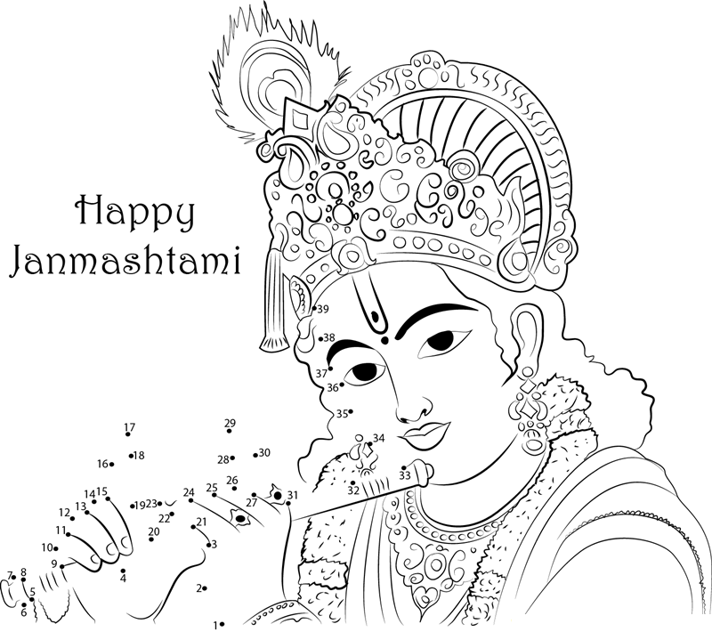 Shree Krishna printable dot to dot worksheet