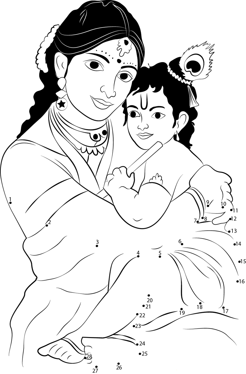 Yashoda Ka Nandlala dot to dot worksheets