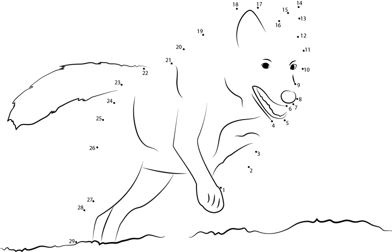 Wolf On Hunting printable dot to dot worksheet