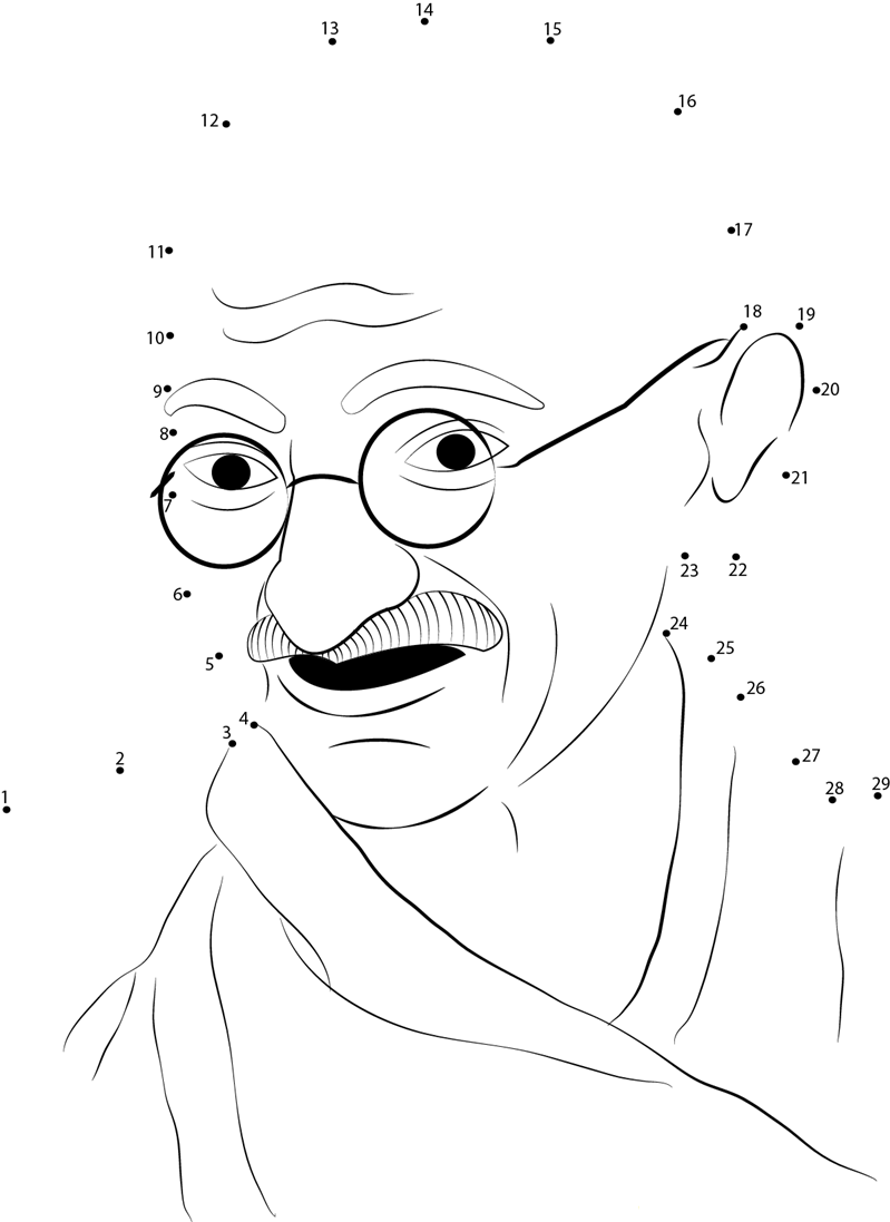 Mahatma Gandhi printable dot to dot worksheet