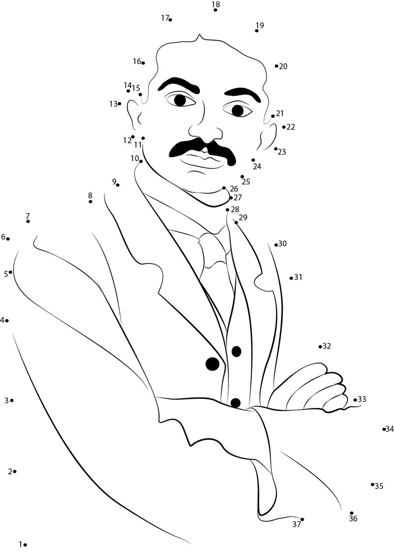 Mahatma Gandhi As Lawyer printable dot to dot worksheet