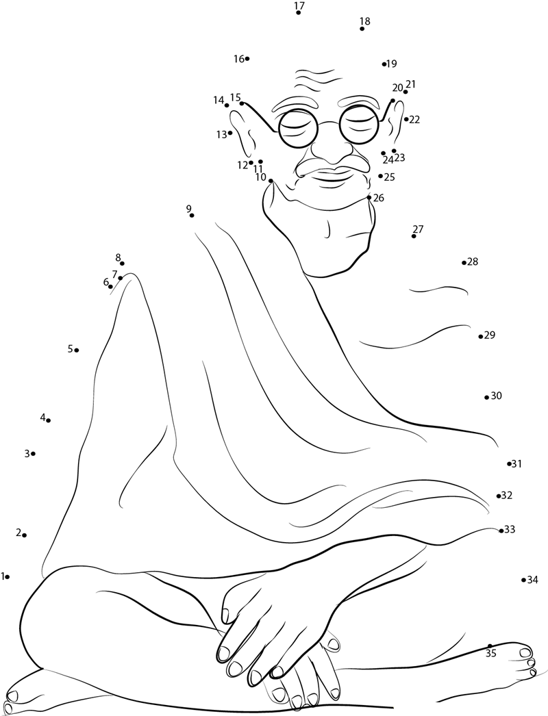 Statue Of Mahatma Gandhi dot to dot worksheets