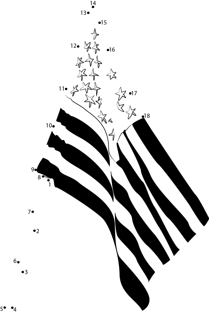 Memorial Day Flag dot to dot worksheets