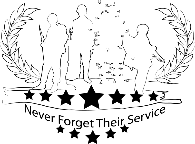 Memorial Day For Army dot to dot worksheets