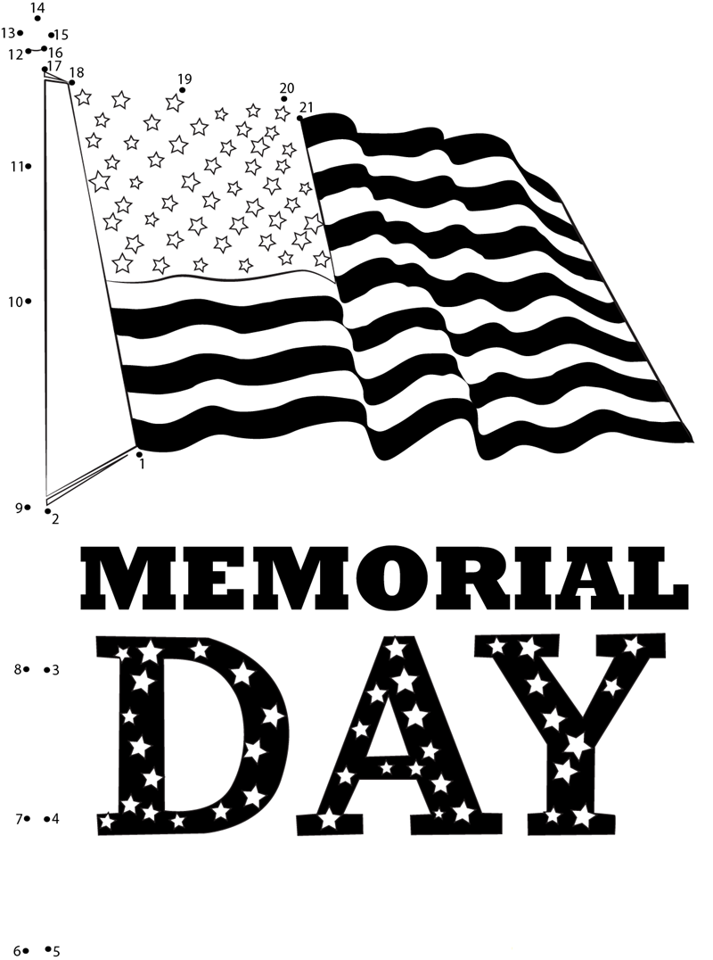 Memorial Day Golden Star dot to dot worksheets