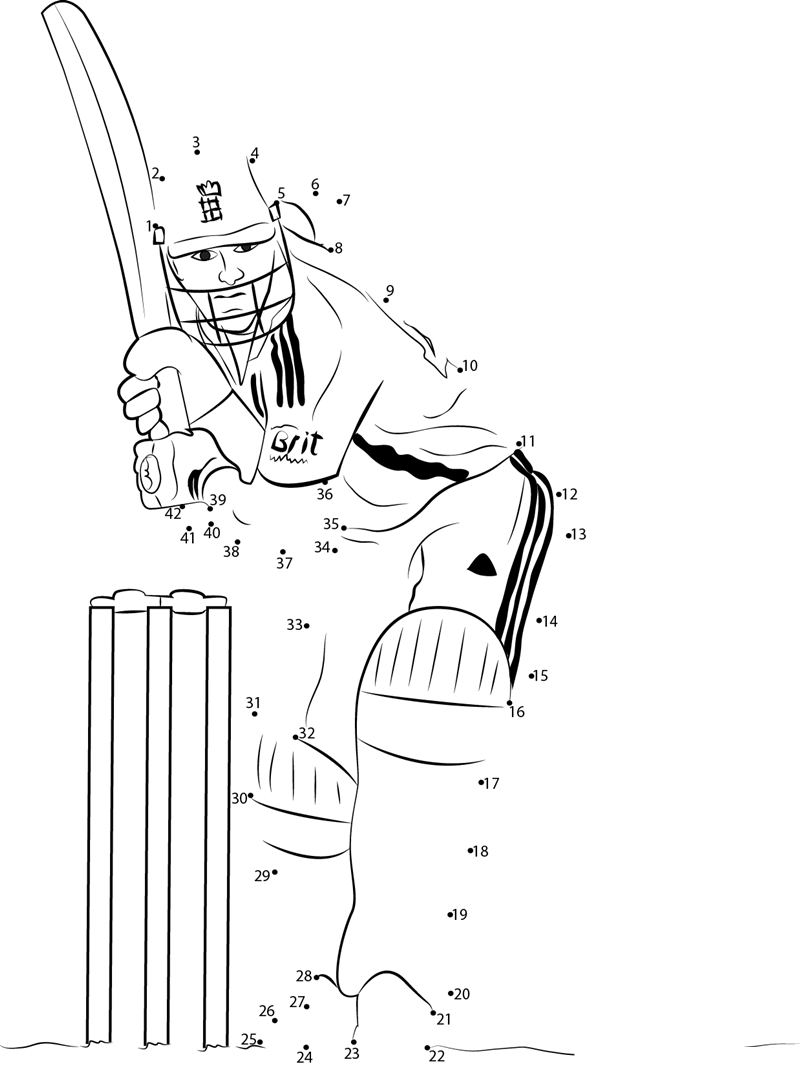 England Cricket printable dot to dot worksheet