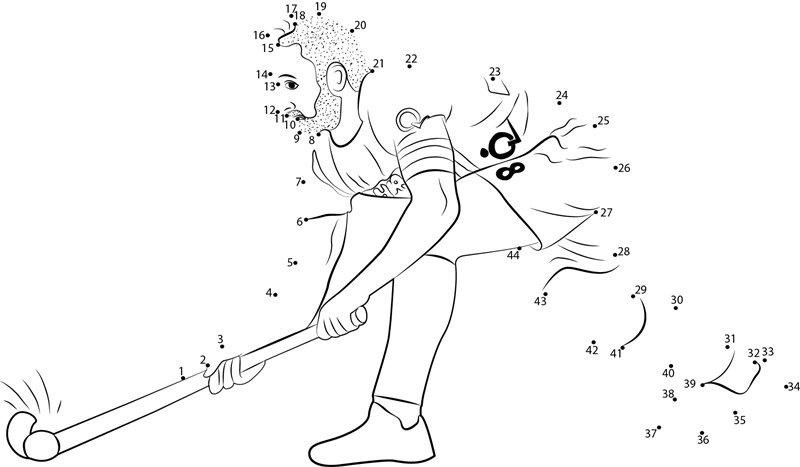 Hockey Player Of India printable dot to dot worksheet