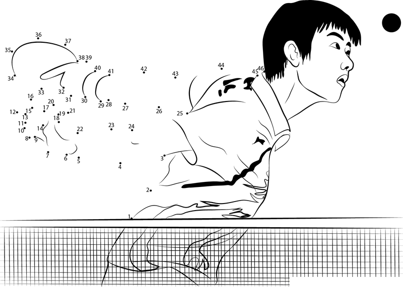 Man Playing Table Tennis dot to dot worksheets