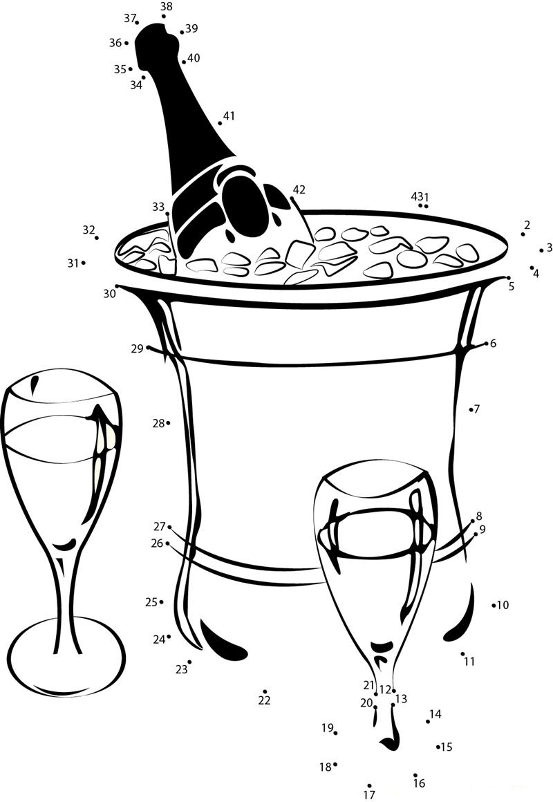 Champagne On Ice Svg dot to dot worksheets